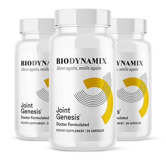 Three Joint Genesis bottles in a row, the 3-bottle package